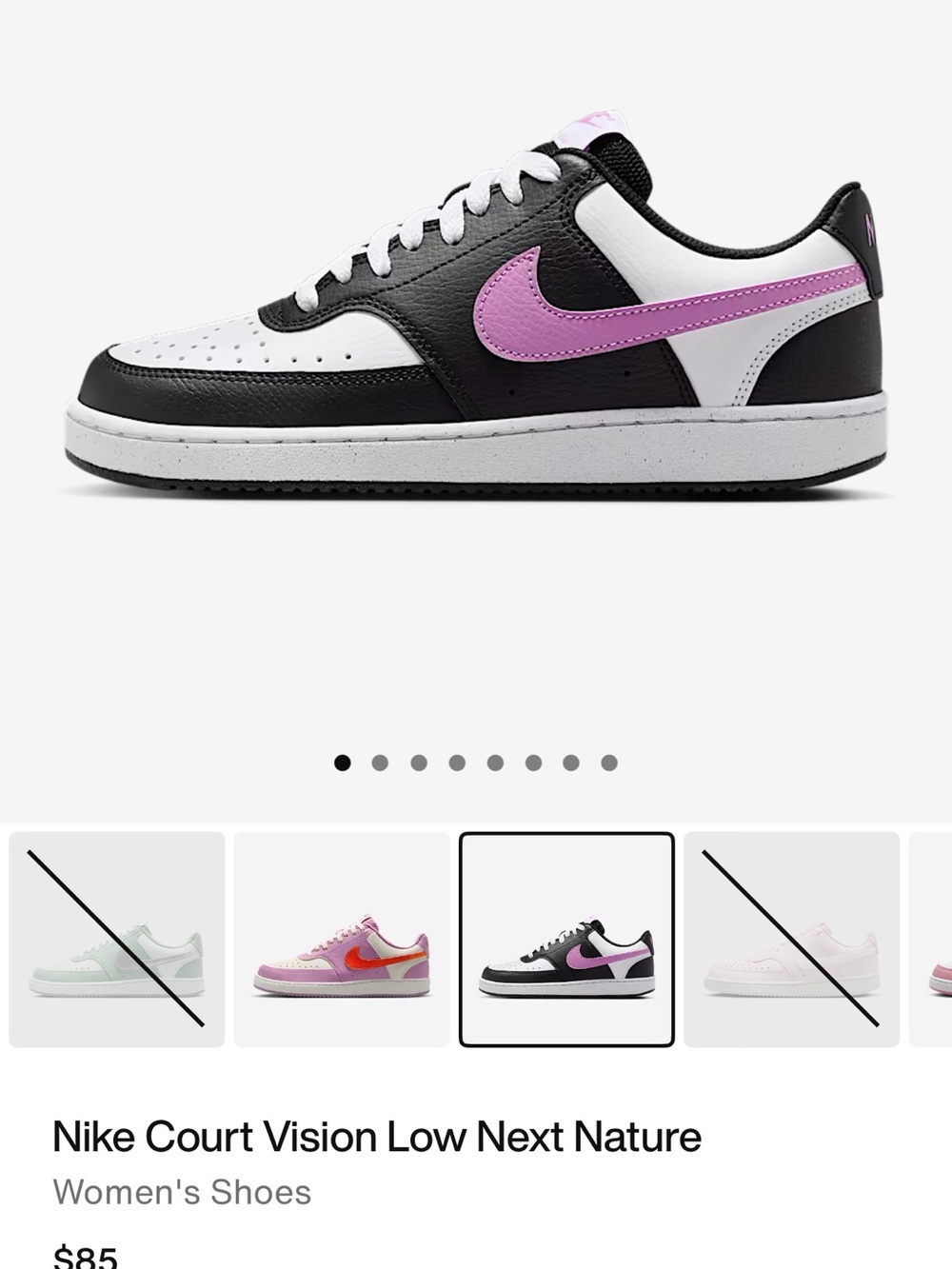 Nike Court Vision Low Next Nature - Black, White & Pink